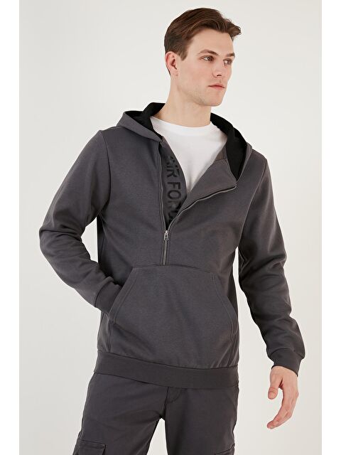 Buratti Kanguru Cepli Fermuarlı Kapüşon Yaka Slim Fit  Erkek Hoodie 575707 - S000000694-29666