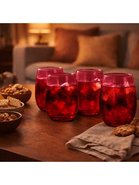 RAKLE Larc 4'lü Meşrubat Bardağı - Kırmızı - 350 ml - S000371111-20045