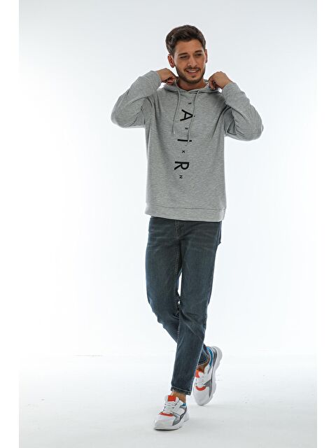 Süperlife Kapüşonlu Regular Fit Air Baskılı İnce Erkek Hoodie SPR22SW162 - S000014807-17308