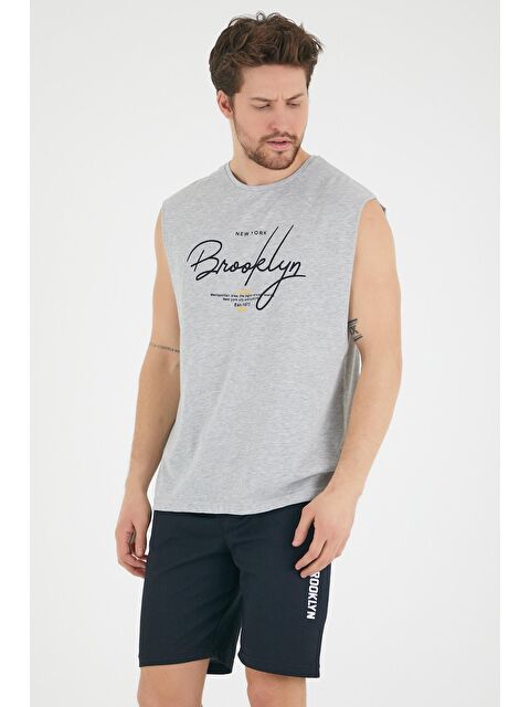 Süperlife Bisiklet Yaka Regular Fit Brooklyn Baskılı Erkek Kolsuz Tişört SPR22TS115 - S000013528-17308