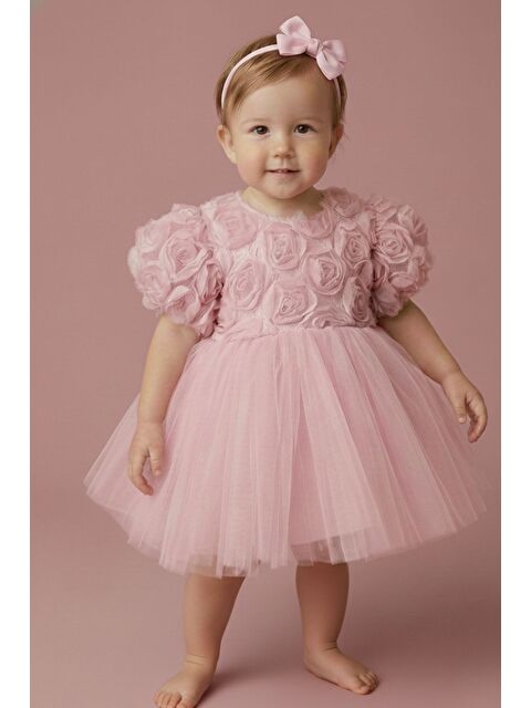 Le Mabelle Gülkurusu Gül Detaylı Kız Bebek Elbise - Elina - S000473264-20028