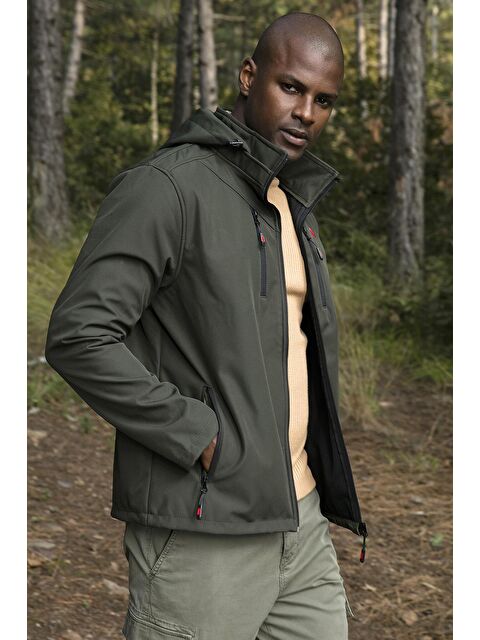 Buratti Suya ve Rüzgara Dayanıklı Kapüşonlu Soft Shell Erkek Mont 5855045 - S000001842-18547