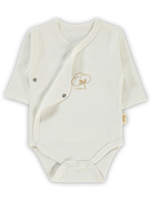 Civil Baby Organik Pamuklu Kruvaze 0-6 Ay Çıtçıtlı Badi - Ekru 6-9 Ay - S000211455-19965
