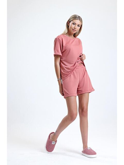 Letoon Bisiklet Yaka Kısa Kollu Şortlu Kadın Pijama Takımı - S000073072-23490