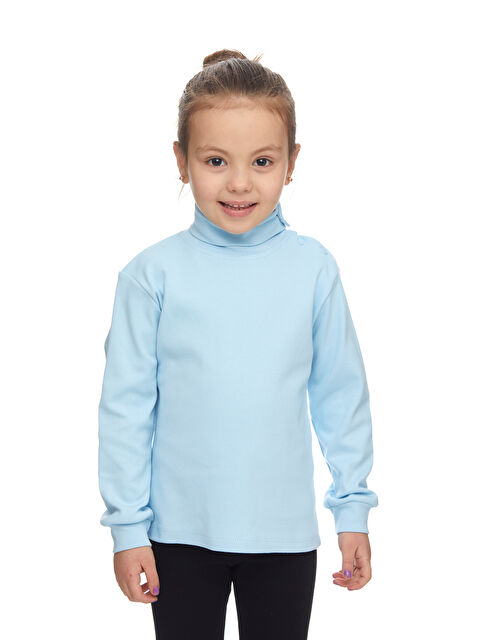 Lovetti Bebek Mavisi Kız Çocuk Tam Balıkçı Uzun Kol Çıtçıtlı Tişört - S000053879-3642