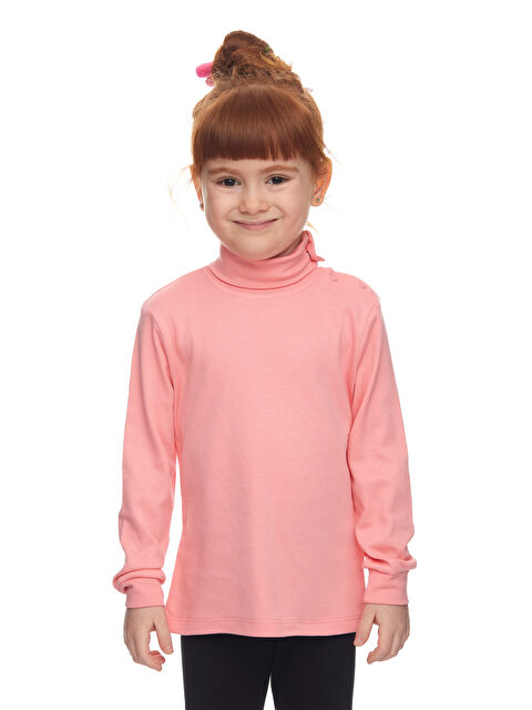 Lovetti Somon Kız Çocuk Tam Balıkçı Uzun Kol Çıtçıtlı Tişört - S000053879-24085