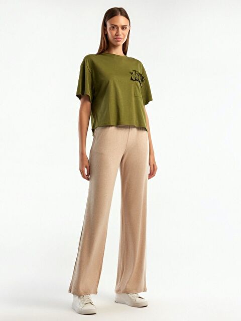 United Colors Of Benetton Kadın Ekru Rahat Kalıp Viskoz Pantolon - S000279195-19965