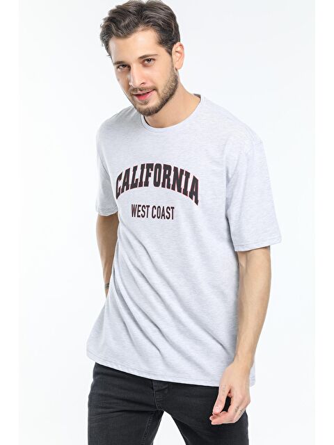 Süperlife Bisiklet Yaka Slim Fit California Baskılı Erkek Tişört SPR21Y22 - S000014645-17308