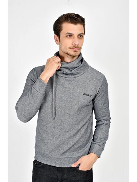 Süperlife Şal Yaka Uzun Kollu Dar Kalıp İnce Erkek Baskılı Sweatshirt SPR 2019K41 - S000014261-20600