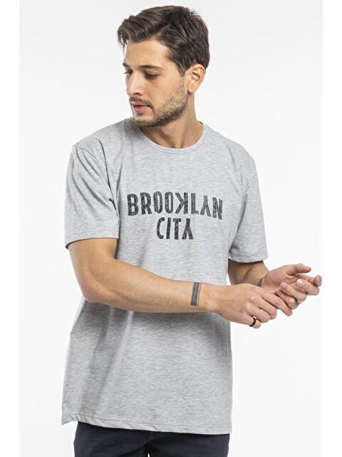 Süperlife Bisiklet yaka Brooklyn City Baskılı Erkek Tişört SPR 253 - S000014649-17308