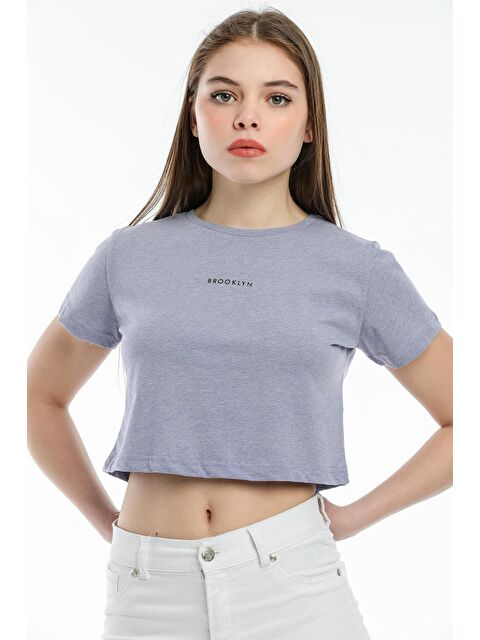 Süperlife Kadın Bisiklet Yaka Regular Fit Brookyn Baskılı Tişort SPR21Y14 - S000013369-17308