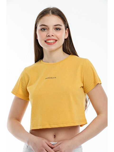 Süperlife Kadın Bisiklet Yaka Slim Fit Brookyn Baskılı Tişort SPR21Y14 - S000013369-20074