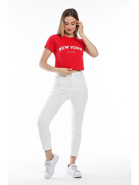 Süperlife Kadın Newyork Baskılı Slim Fit Tişort SPR21Y15 - S000013337-20045