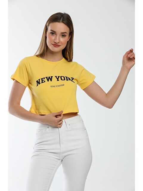 Süperlife Kadın Newyork Baskılı Slim Fit Tişort SPR21Y15 - S000013337-20072