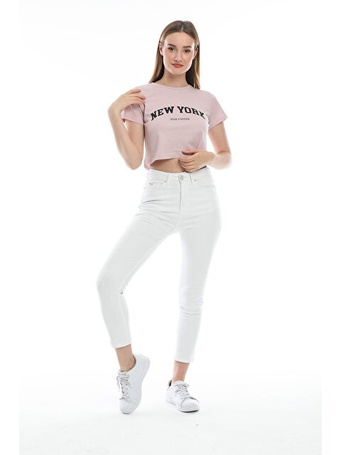 Süperlife Kadın Newyork Baskılı Slim Fit Tişort SPR21Y15 - S000013337-17878