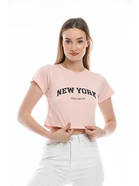 Süperlife Kadın Newyork Baskılı Slim Fit Tişort SPR21Y15 - S000013337-20024