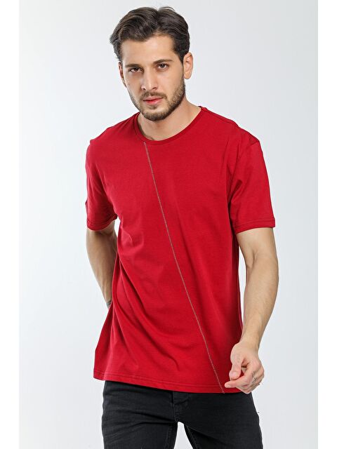 Süperlife Bisiklet Yaka Slim Fit Ön Çöp Dikiş Garni Erkek Tişört SPR21Y01 - S000013690-19951