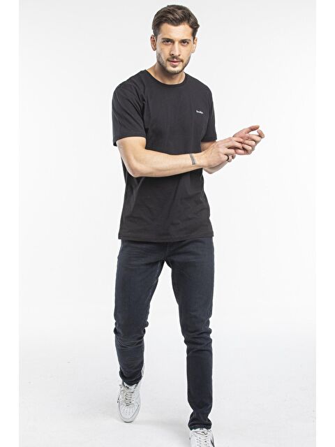 Süperlife Bisiklet Yaka Dar Kalıp Brooklyn Baskılı Erkek Tişört SPR 266 - S000013698-19351