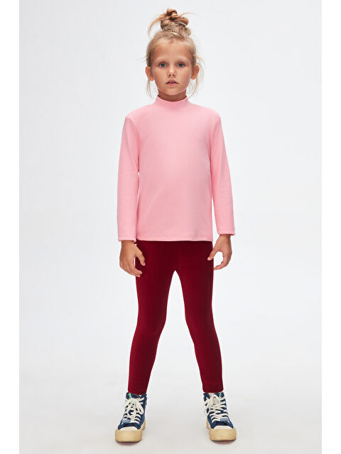 Lovetti Pembe Kız Çocuk Yarım Balıkçı Uzun Kol Tişört - S000053858-20024