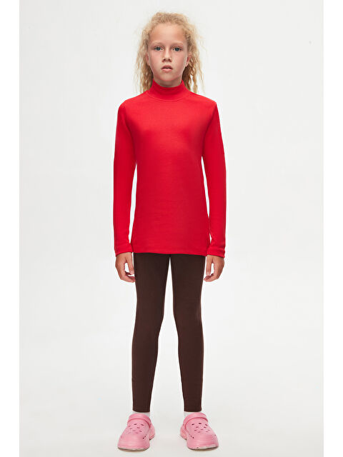 Lovetti Açık Kırmızı Kız Çocuk Yarım Balıkçı Uzun Kol Tişört - S000053858-20043