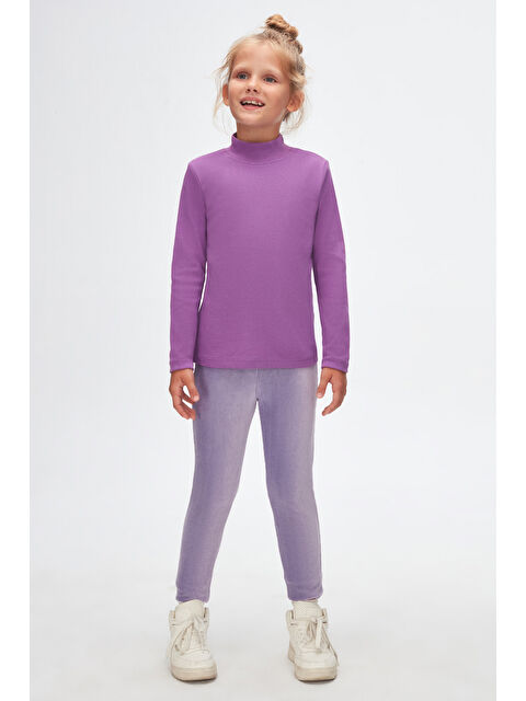 Lovetti Açık Mor Kız Çocuk Yarım Balıkçı Uzun Kol Tişört - S000053858-20038