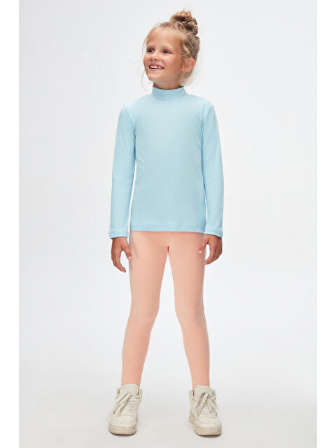 Lovetti Bebek Mavisi Kız Çocuk Yarım Balıkçı Uzun Kol Tişört - S000053858-3642