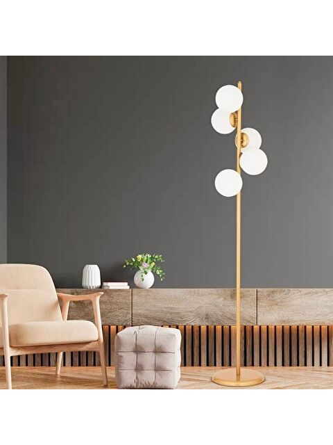 Apliqa Uzel 5 Camlı Dekoratif Metal Lambader - Eskitme - S000374219-23173