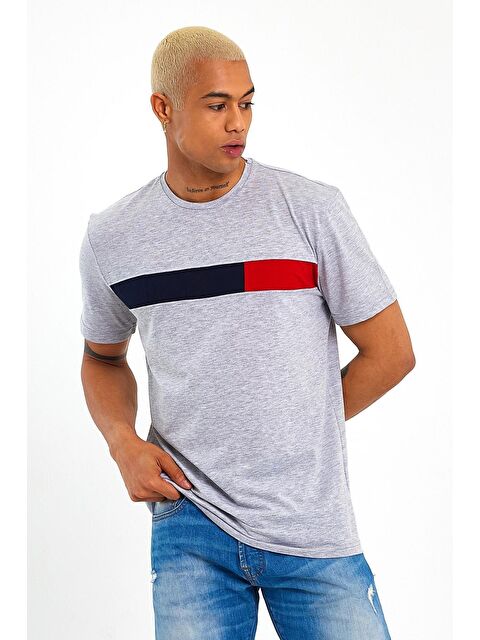 Süperlife Bisiklet Yaka Regular Fit Garnili Erkek Tişört SPR23TS301 - S000014676-17308