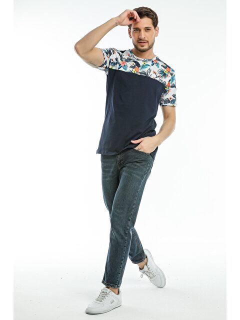 Süperlife Bisiklet Yaka Slim Fit Kol ve Ön Garnili Erkek Tişört SPR21Y06 - S000013585-21164