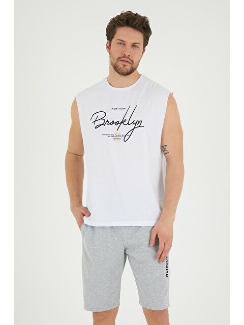 Süperlife Erkek Bisiklet Yaka Regular Fit Brooklyn Baskılı Kolsuz Tişört SPR22TS115 - S000013528-20063