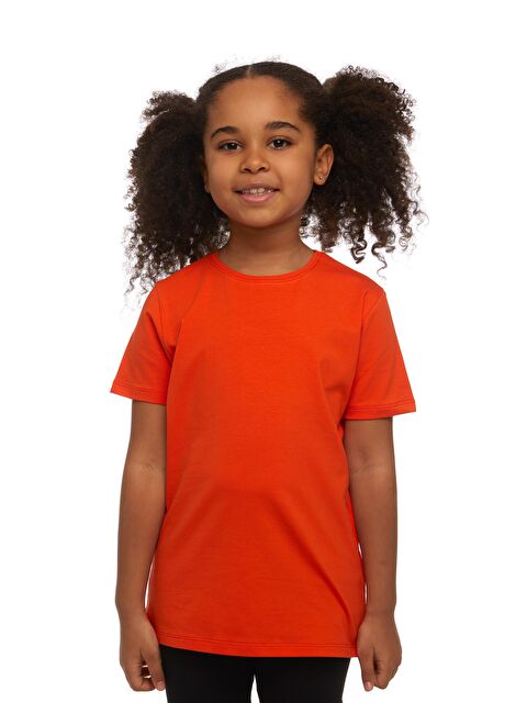 Lovetti Turuncu Unısex Sıfır Yaka Kısa Kollu Tişört - S000053887-20013