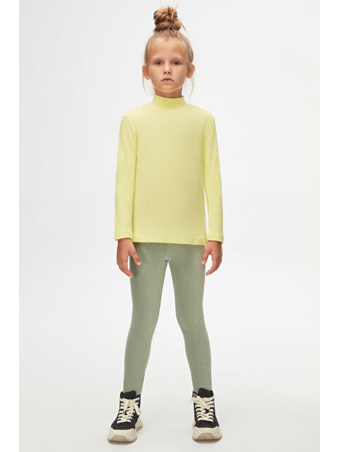 Lovetti Açık Sarı Kız Çocuk Yarım Balıkçı Uzun Kol Tişört - S000053858-20065