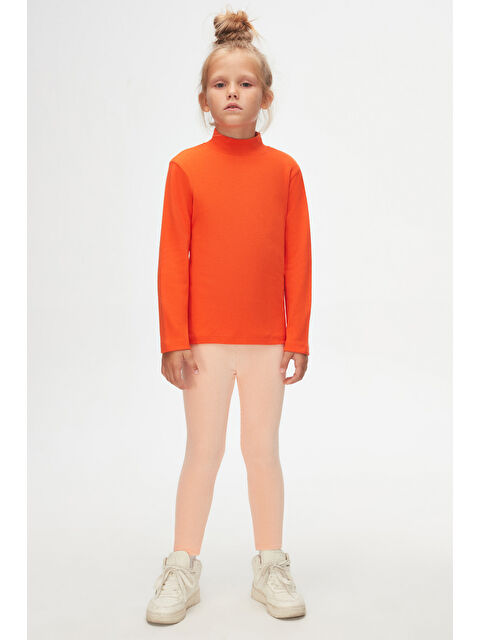 Lovetti Turuncu Kız Çocuk Yarım Balıkçı Uzun Kol Tişört - S000053858-20013