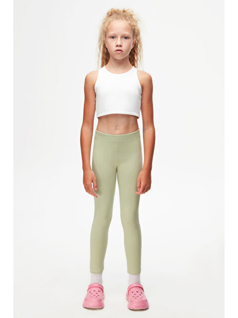 Lovetti Açık Çağla Yeşil Kız Çocuk Kışlık Tam Boy Düz Basıc Tayt - S000053910-18194