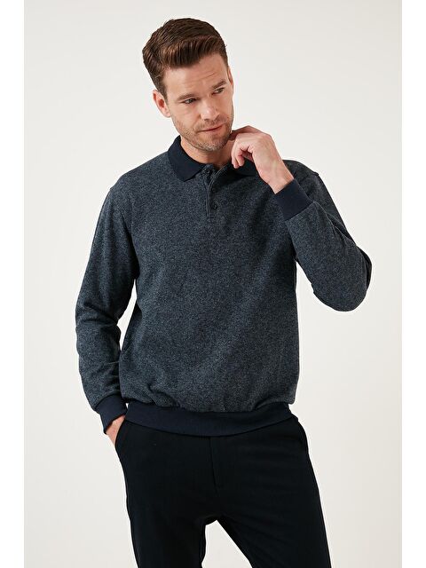 Buratti Pamuklu Slim Fit Düğmeli Polo Yaka Büyük Beden Kazak 456211 - S000000792-21164