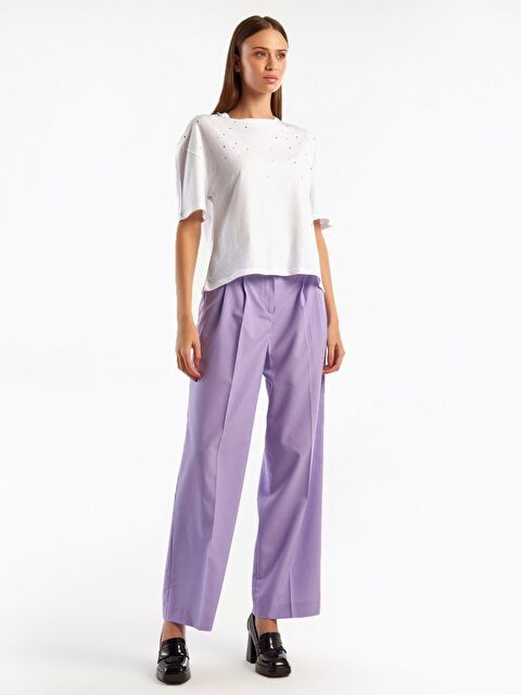 United Colors Of Benetton Kadın Lila Poliviskoz Geniş Paça Pantolon - S000279374-17878