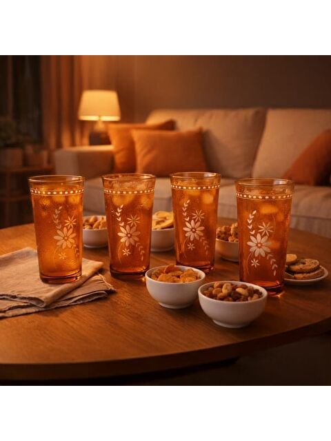 RAKLE Nazenin 4'lü Meşrubat Bardağı Seti - Amber - 290 ml - S000376752-23173