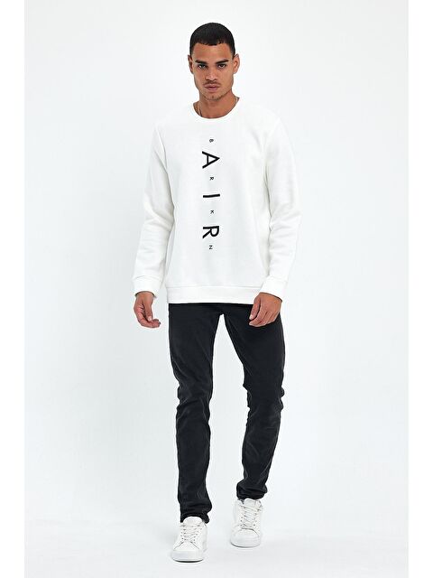 Süperlife Erkek Bisiklet Yaka Regular Fit Air Baskılı İnce Sweatshirt SPR22SW131 - S000014899-19965