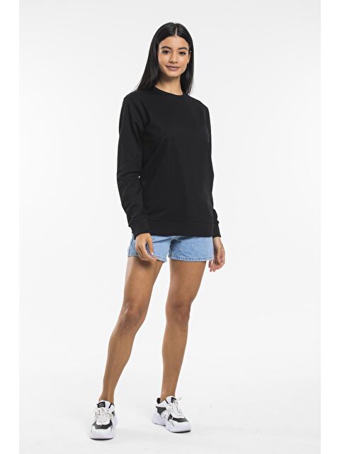 Süperlife Kadın Bisiklet Yaka Regular Kalıp İnce Pamuklu Sweatshirt SPR21K30 - S000014628-19351