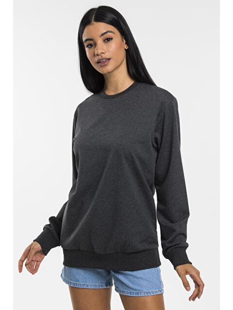 Süperlife Kadın Bisiklet Yaka Regular Kalıp İnce Pamuklu Sweatshirt SPR21K30 - S000014628-29666