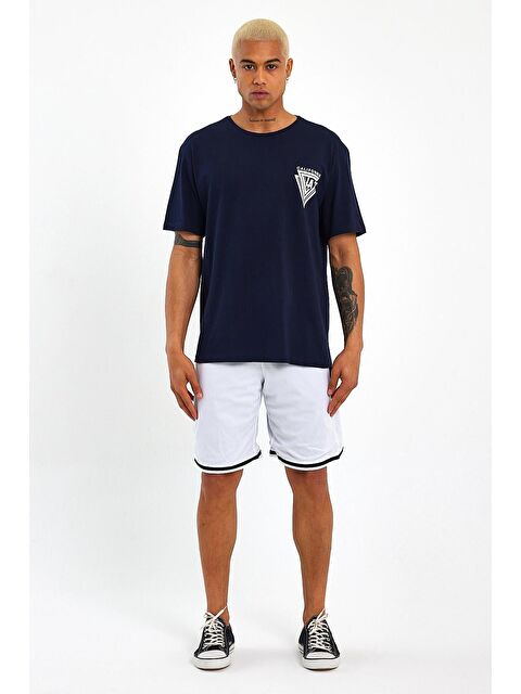 Süperlife Bisiklet Yaka Oversize Fit Baskılı Erkek Tişört spr23TS001 - S000014692-21164