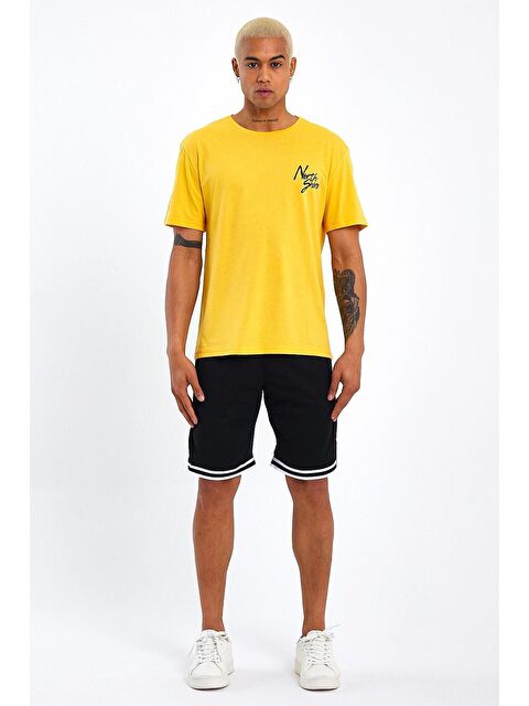 Süperlife Bisiklet Yaka Oversize Fit Baskılı Erkek Tişört spr23TS001 - S000014688-20074