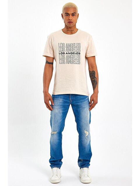 Süperlife Bisiklet Yaka Regular Fit Baskılı Erkek Tişört SPR23ts305 - S000014680-19928