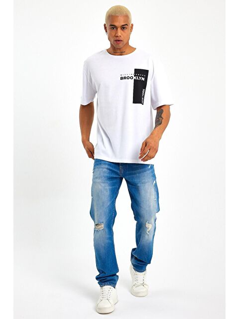 Süperlife Bisiklet Yaka Slim Fit Baskılı Erkek Tişört SPR21Y21 - S000013687-20063