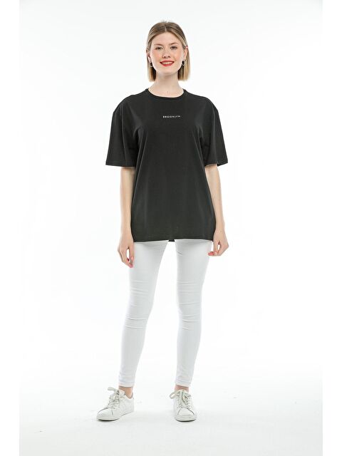 Süperlife Kadın Bisiklet Yaka Standart &Regular Fit Brookyln Baskılı Tişort SPR21YK27 - S000014669-19351