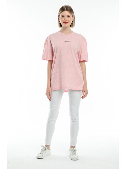 Süperlife Kadın Bisiklet Yaka Standart &Regular Fit Brookyln Baskılı Tişort SPR21YK27 - S000014669-20024