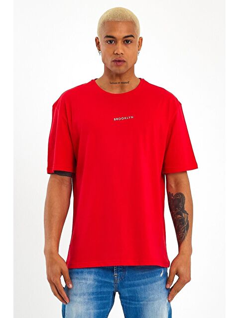 Süperlife Bisiklet Yaka Oversize Fit Brooklyn Baskılı Erkek Tişört SPR21Y27 - S000014666-20045