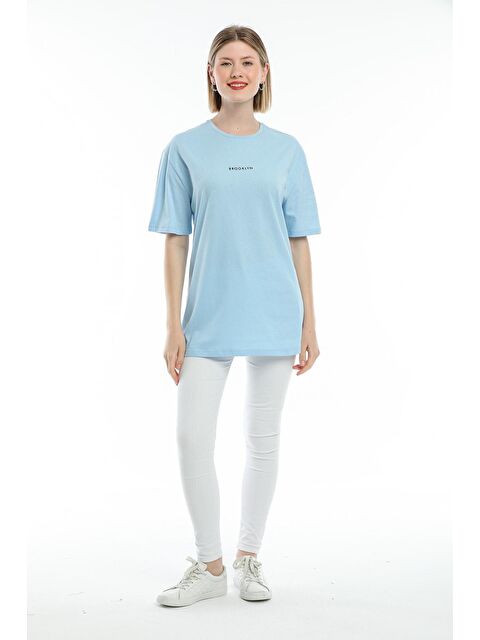 Süperlife Kadın Bisiklet Yaka Standart &Regular Fit Brookyln Baskılı Tişort SPR21YK27 - S000014669-17234