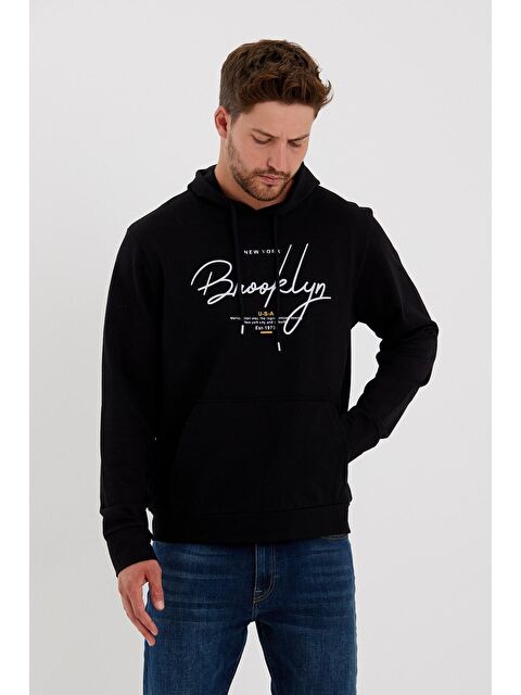 Süperlife Kapüşonlu Oversize Fit Brooklyn Baskılı İnce Erkek Hoodie SPR23SW361 - S000015613-19351