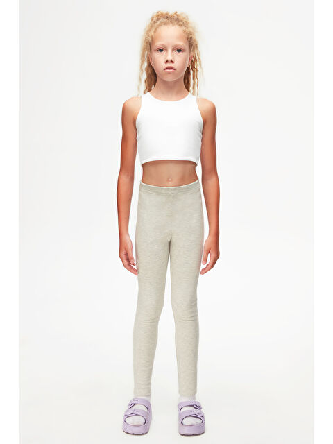 Lovetti Açık Gri Melanj Kız Çocuk Kışlık Tam Boy Düz Basıc Tayt - S000053910-17308